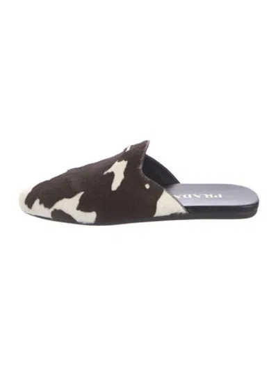 Pre-owned Prada Ponyhair Animal Print Mules In Brown