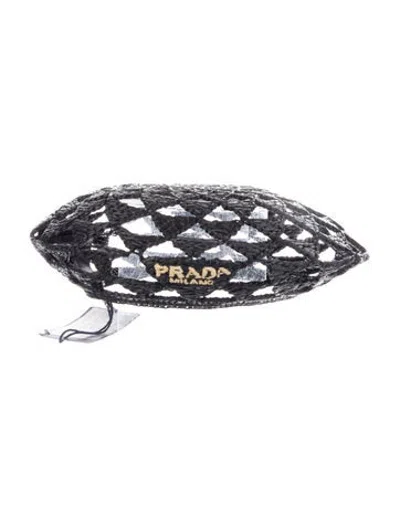 Pre-owned Prada Raffia Hat W/tags In Black