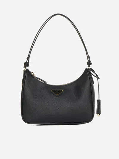 Prada Re-edition Saffiano Leather Mini Bag In Black