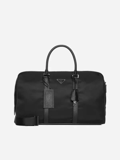 Prada Re-nylon Duffel Bag In Black