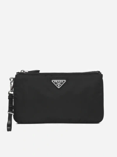 Prada Re-nylon Pouch Bag In Black