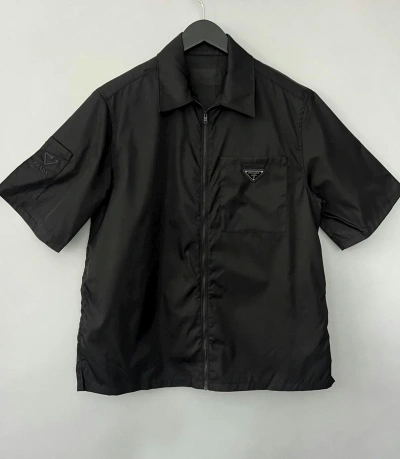 Pre-owned Prada Re-nylon Short Sleeve Shirt In Black