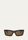 Prada Rectangular Marble Acetate Cat-eye Sunglasses In Tortoise