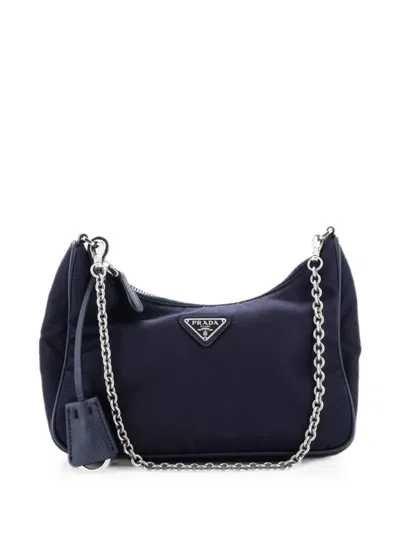 Pre-owned Prada Re-edition 2005 Shoulder Bag Tessuto Small Crossbody Bag In Blue