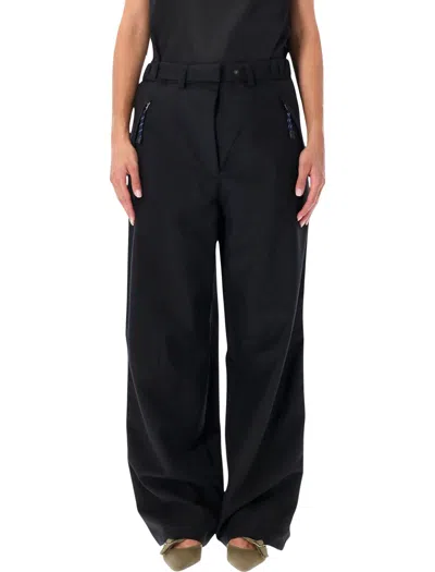 Prada Relaxed Straight Wide-leg Wool-mohair Tailored Pants In Nero