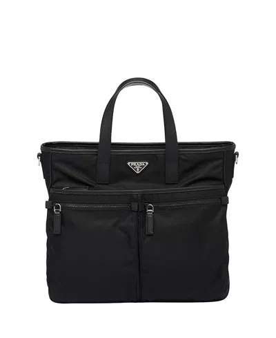 Prada Re-nylon And Saffiano Leather Tote Bag In Pink
