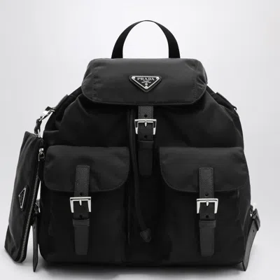 Prada Re-nylon And Saffiano Mini Backpack With Removable Triangle Pouch In Black