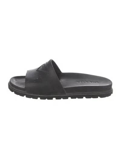 Pre-owned Prada Rubber Slides In Black