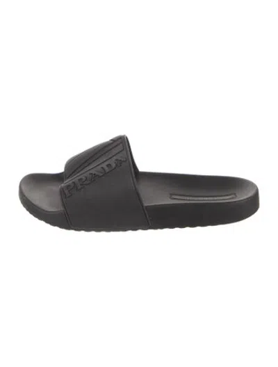 Pre-owned Prada Rubber Slides In Black
