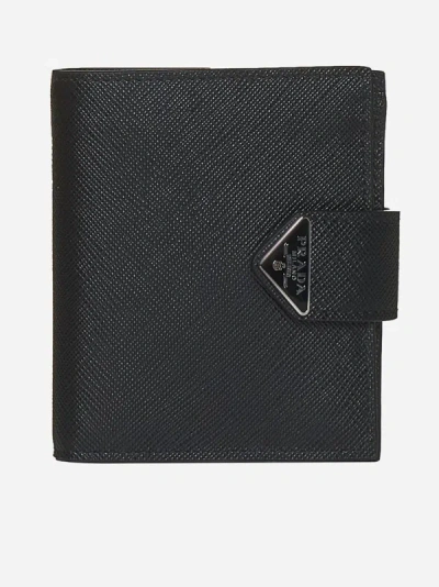 Prada Saffiano Leather Bifold Wallet In Black