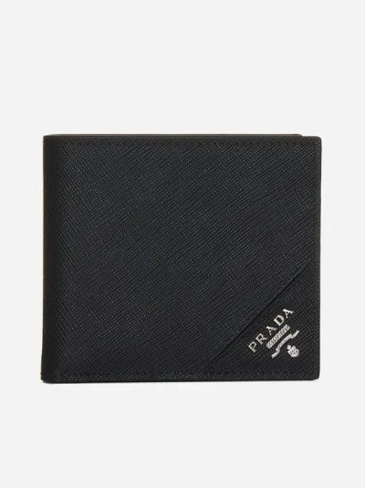 Prada Saffiano Leather Bifold Wallet In Black