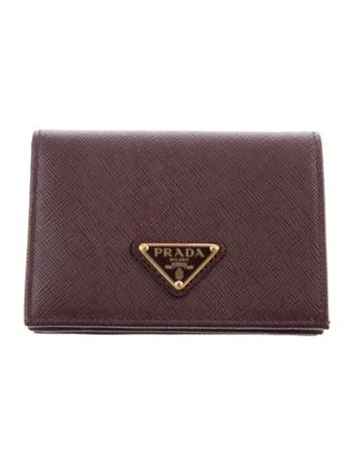 Pre-owned Prada Saffiano Lux Leather Card Holder W/ Tags In Burgundy