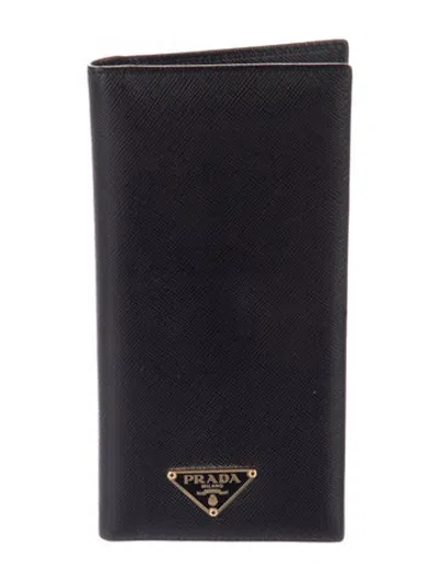 Pre-owned Prada Saffiano Lux Leather Wallet In Black