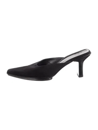 Pre-owned Prada Satin Mules In Black