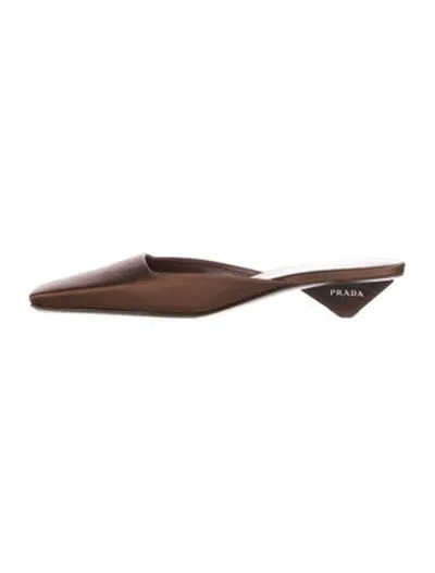 Pre-owned Prada Satin Mules In Brown
