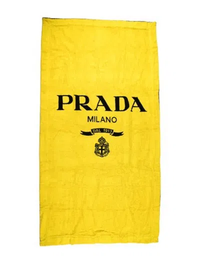 Pre-owned Prada Signature Beach Towel In Black/yellow