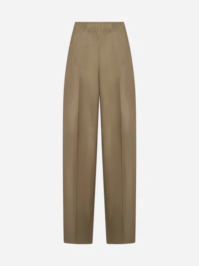 Prada Silk Trousers In Olive