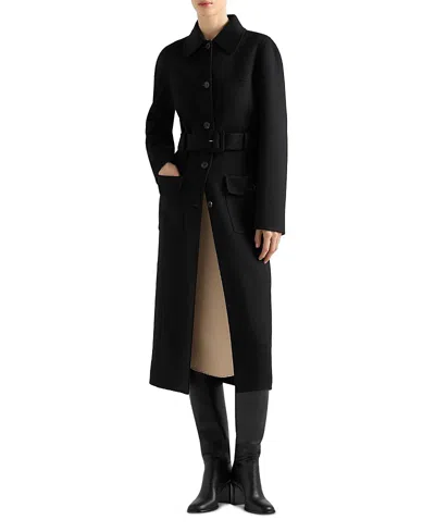 Prada Single-breasted Double Cloth Overcoat In Black