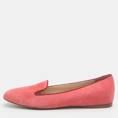 Pre-owned Prada Size 40 Pink Suede Smoking Slippers