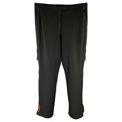 Pre-owned Prada Size M Black Wool Wide Leg Casual Pants