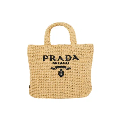 Pre-owned Prada Small Crochet Tote Bag 'natural' | Tan | Women's Size Onesize