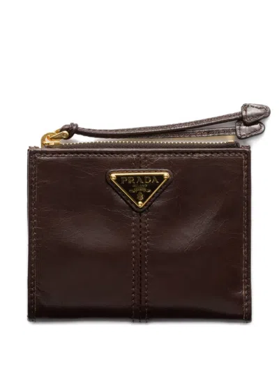 Prada Small Leather Wallet In Brown