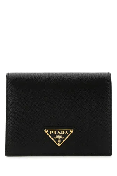 Prada Small Saffiano Leather Wallet In Black