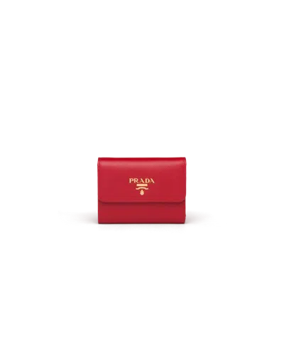 Prada Small Saffiano Leather Wallet In Fiery Red