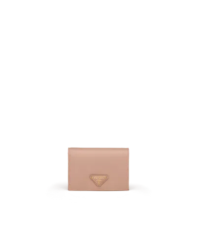 Prada Small Saffiano Leather Wallet In Powder Pink