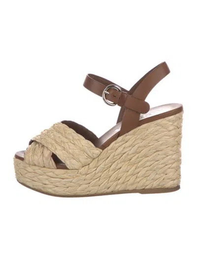 Pre-owned Prada Straw Espadrilles In Neutrals