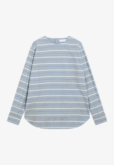 Prada Striped Shirt With Back Button Fastening In Blue