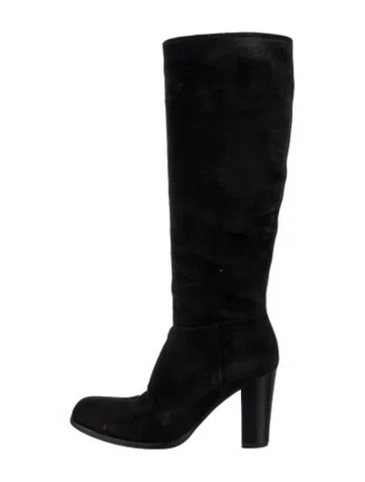 Pre-owned Prada Suede Boots In Black