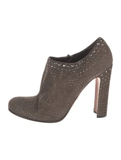 Pre-owned Prada Suede Patterned Boots In Grey
