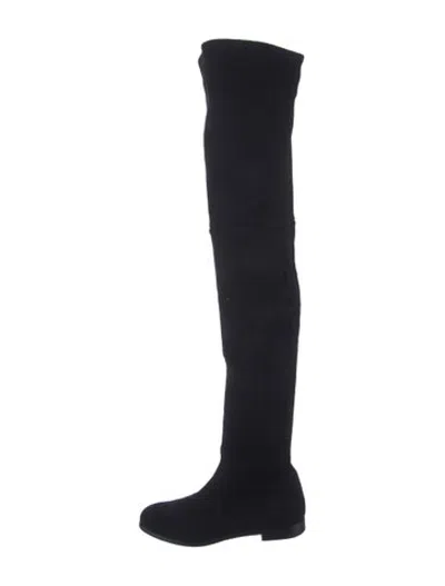 Pre-owned Prada Suede Slouch Boots In Black