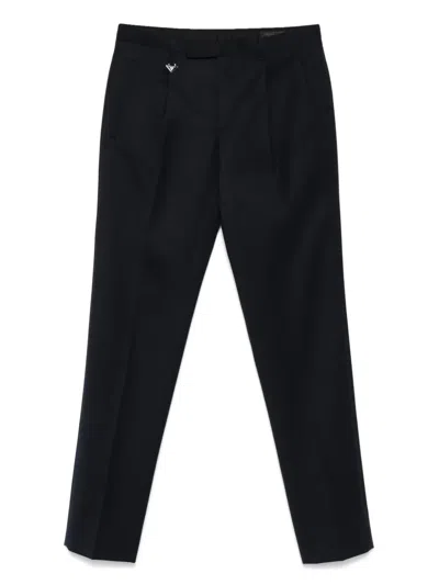 Prada Tapered Leg Wool Trousers In Blue