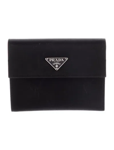 Pre-owned Prada Tessuto Bifold Wallet In Black