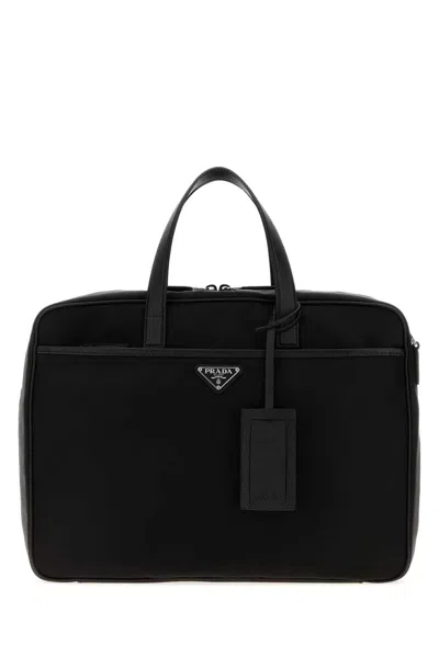Prada Tessuto+saffiano In Black