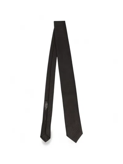Pre-owned Prada Textured-finish Tie In Black