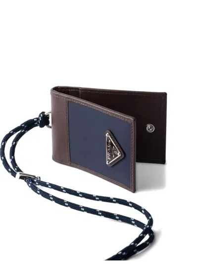 Prada Triangle-logo Cardholder In Brown