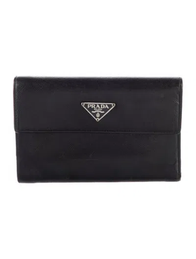 Pre-owned Prada Vintage Continental Wallet In Black
