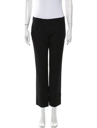 Pre-owned Prada Virgin Wool Straight Leg Pants In Black