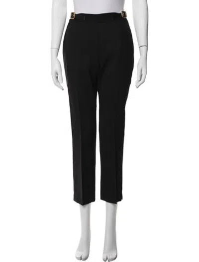 Pre-owned Prada Virgin Wool Straight Leg Pants In Black