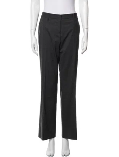 Pre-owned Prada Virgin Wool Straight Leg Pants In Blue