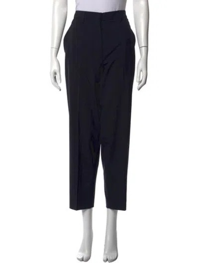 Pre-owned Prada Virgin Wool Straight Leg Pants In Blue