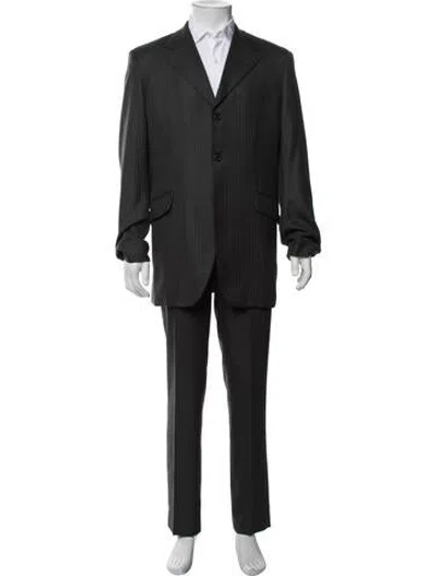 Pre-owned Prada Virgin Wool Striped Blazer In Black