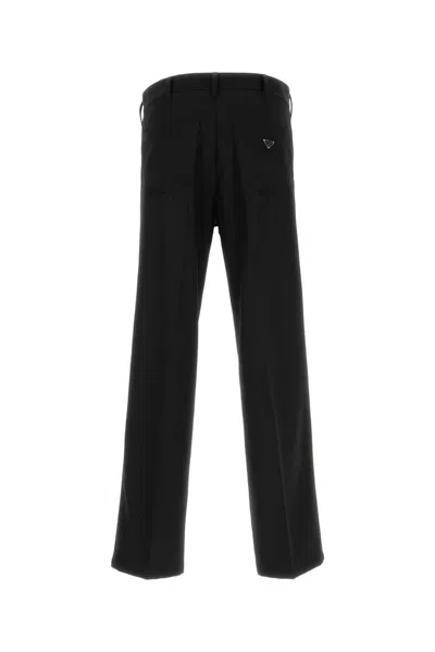 Prada Virgin Wool Trousers In Black