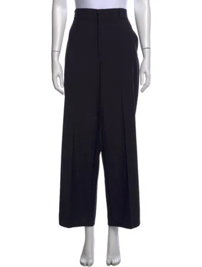 Pre-owned Prada Virgin Wool Wide Leg Pants In Black