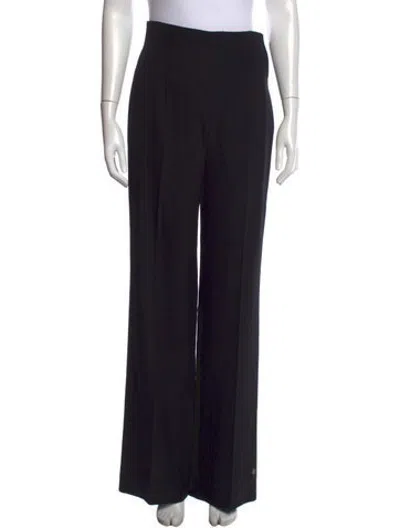 Pre-owned Prada Virgin Wool Wide Leg Pants In Black