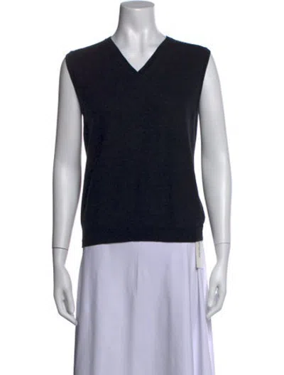 Pre-owned Prada V-neck Sleeveless Sweater Vest In Black