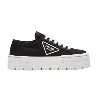 Pre-owned Prada Wmns Gabardine Wheel Platform 'black White'